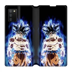 Housse cuir portefeuille Pour Samsung Galaxy A02S Manga Dragon Ball Sangoku Noir