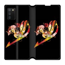 Housse cuir portefeuille Pour Samsung Galaxy A02S Manga Fairy Tail Logo Noir