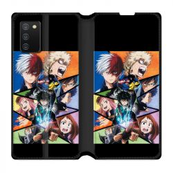 Housse cuir portefeuille Pour Samsung Galaxy A02S Manga My Hero Academia Noir