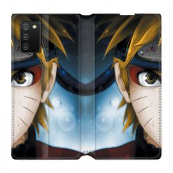 Housse cuir portefeuille Pour Samsung Galaxy A02S Manga Naruto Blanc