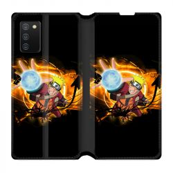 Housse cuir portefeuille Pour Samsung Galaxy A02S Manga Naruto Noir