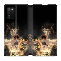 Housse cuir portefeuille Pour Samsung Galaxy A02S Manga One Piece Ace Noir