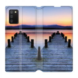 Housse cuir portefeuille Pour Samsung Galaxy A02S Ponton