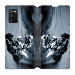 Housse cuir portefeuille Pour Samsung Galaxy A02S Moto Quad