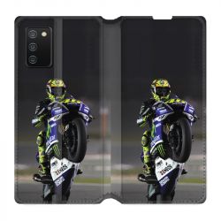 Housse cuir portefeuille Pour Samsung Galaxy A02S Moto Wheeling