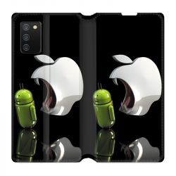 Housse cuir portefeuille Pour Samsung Galaxy A02S Pomme Dent