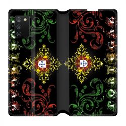 Housse cuir portefeuille Pour Samsung Galaxy A02S Portugal Arabesque