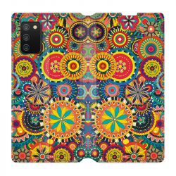 Housse cuir portefeuille Pour Samsung Galaxy A02S Psychedelic Roue