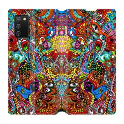 Housse cuir portefeuille Pour Samsung Galaxy A02S Psychedelic Yeux