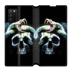 Housse cuir portefeuille Pour Samsung Galaxy A02S serpent Crane