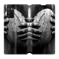 Housse cuir portefeuille Pour Samsung Galaxy A02S Rugby Ballon Vintage