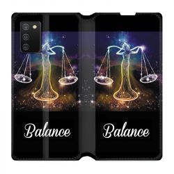 Housse cuir portefeuille Pour Samsung Galaxy A02S Signe Zodiaque 2 Balance