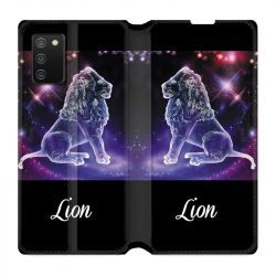 Housse cuir portefeuille Pour Samsung Galaxy A02S Signe Zodiaque 2 Lion