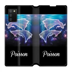 Housse cuir portefeuille Pour Samsung Galaxy A02S Signe Zodiaque 2 Poisson