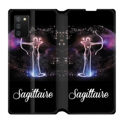 Housse cuir portefeuille Pour Samsung Galaxy A02S Signe Zodiaque 2 Sagittaire