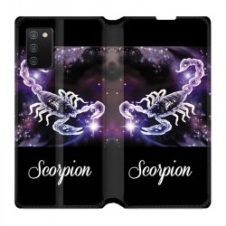 Housse cuir portefeuille Pour Samsung Galaxy A02S Signe Zodiaque 2 Scorpion