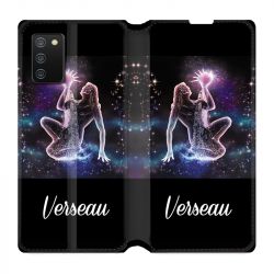 Housse cuir portefeuille Pour Samsung Galaxy A02S Signe Zodiaque 2 Verseau