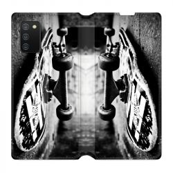 Housse cuir portefeuille Pour Samsung Galaxy A02S Skate Vintage