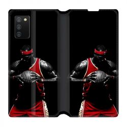 Housse cuir portefeuille Pour Samsung Galaxy A02S Basketeur