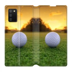 Housse cuir portefeuille Pour Samsung Galaxy A02S Golf Balle