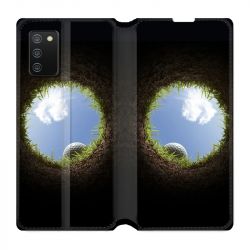 Housse cuir portefeuille Pour Samsung Galaxy A02S Golf Trou