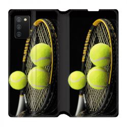 Housse cuir portefeuille Pour Samsung Galaxy A02S Tennis Balls