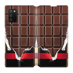 Housse cuir portefeuille Pour Samsung Galaxy A02S Trompe Oeil Chocolat
