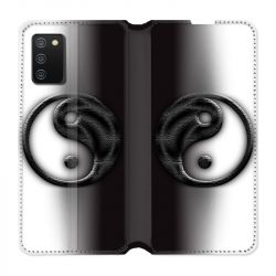 Housse cuir portefeuille Pour Samsung Galaxy A02S Yin Yang 3d
