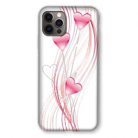 Coque Pour Iphone 13 (6.1) Coeur Rose Montant sur Blanc