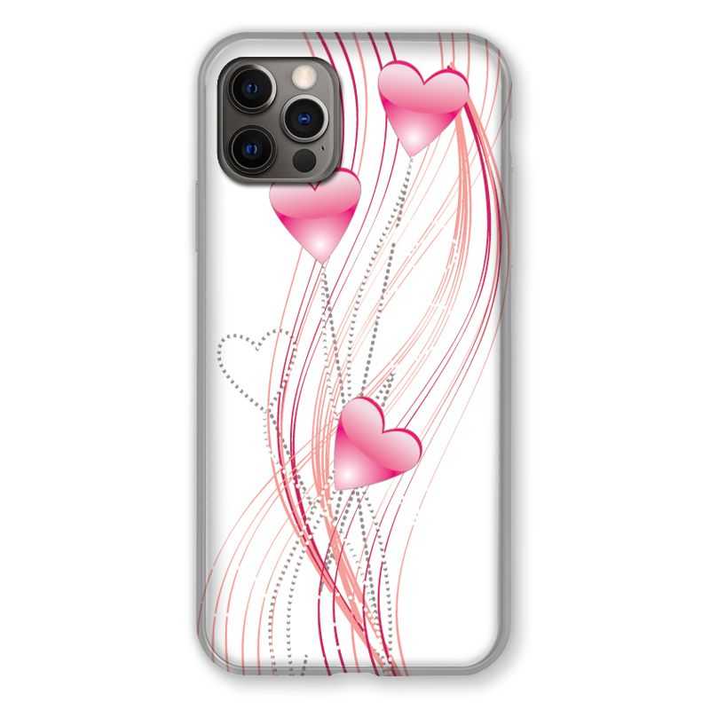 Coque Pour Iphone 13 (6.1) Coeur Rose Montant sur Blanc