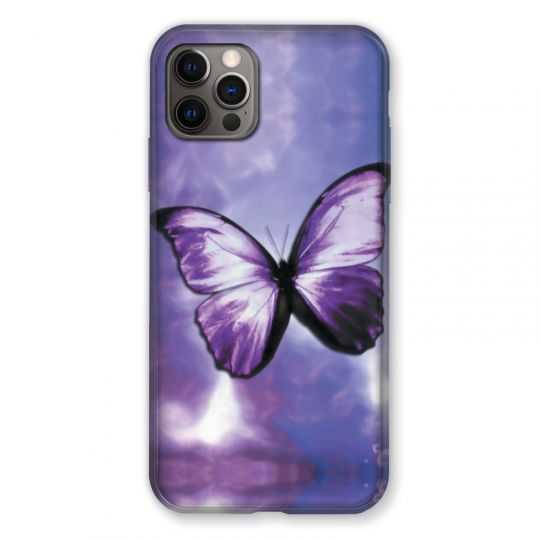 Coque Pour Iphone 13 (6.1) Papillon Violet et Blanc
