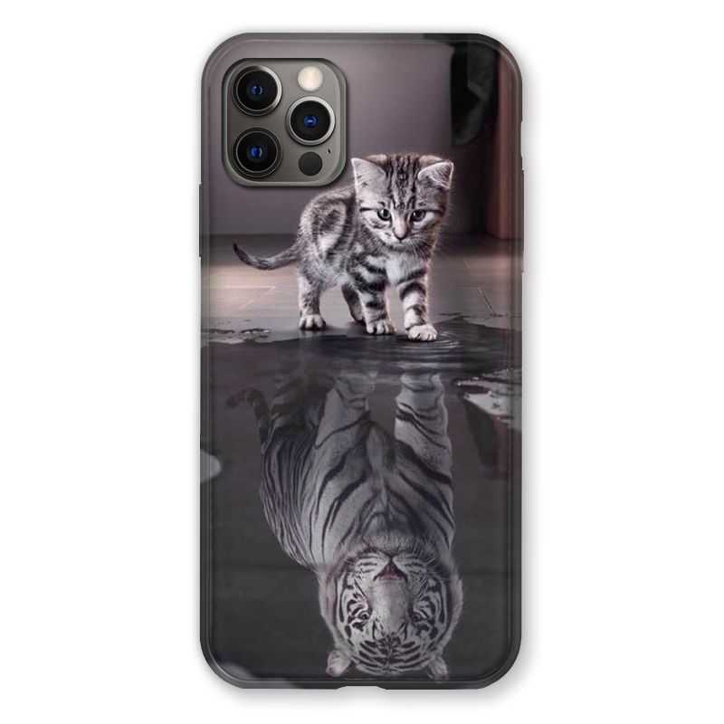 Coque Pour Iphone 13 MINI (5.4) Chat Reflet