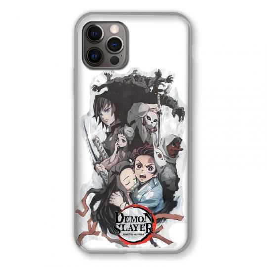 Coque Pour Iphone 13 MINI (5.4) Manga Demon Slayer Blanc