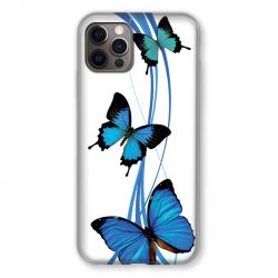 Coque Pour Iphone 13 PRO Papillon bleu sur Blanc