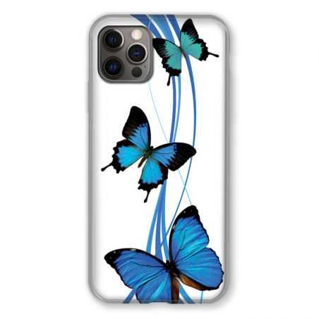 Coque Pour Iphone 13 PRO Papillon bleu sur Blanc