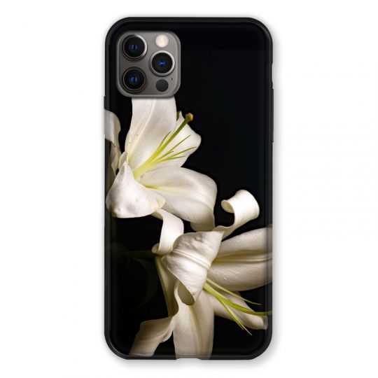 Coque Pour Iphone 13 PRO Fleur Lys Noir