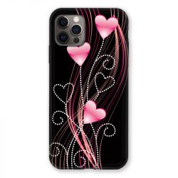 Coque Pour Iphone 13 PRO Coeur Rose Montant sur Noir