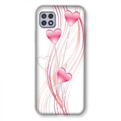 Coque Pour Samsung Galaxy A22 5G Coeur Rose Montant sur Blanc