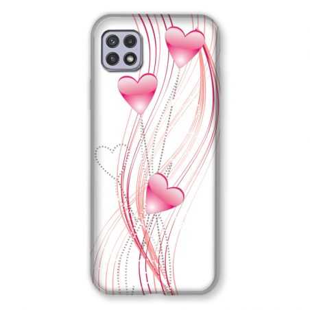 Coque Pour Samsung Galaxy A22 5G Coeur Rose Montant sur Blanc