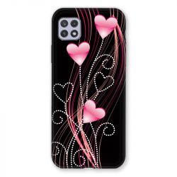 Coque Pour Samsung Galaxy A22 5G Coeur Rose Montant sur Noir