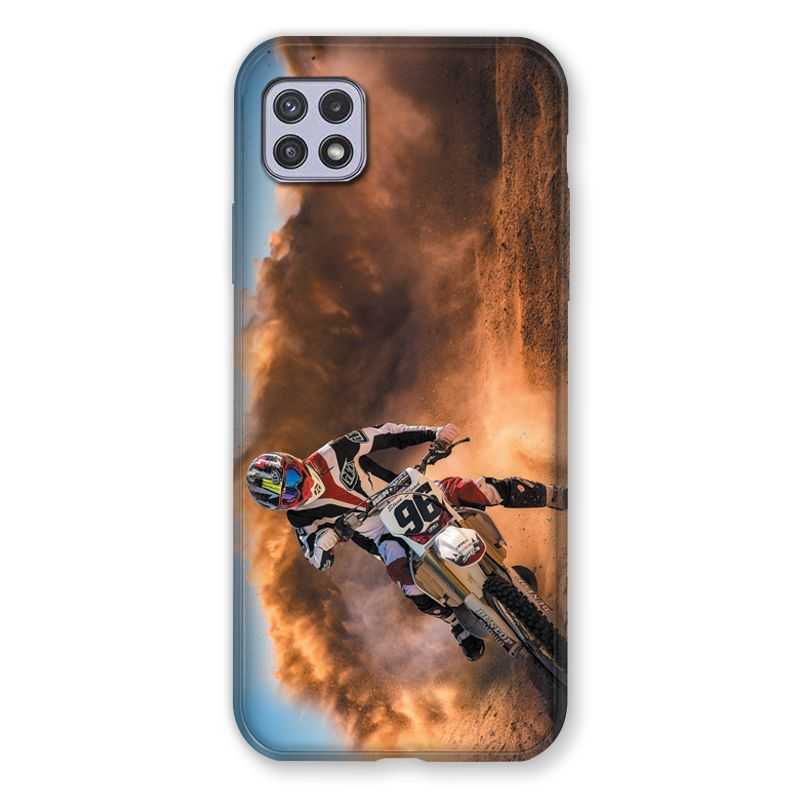 Coque Pour Samsung Galaxy A22 5G Moto Cross Blanc