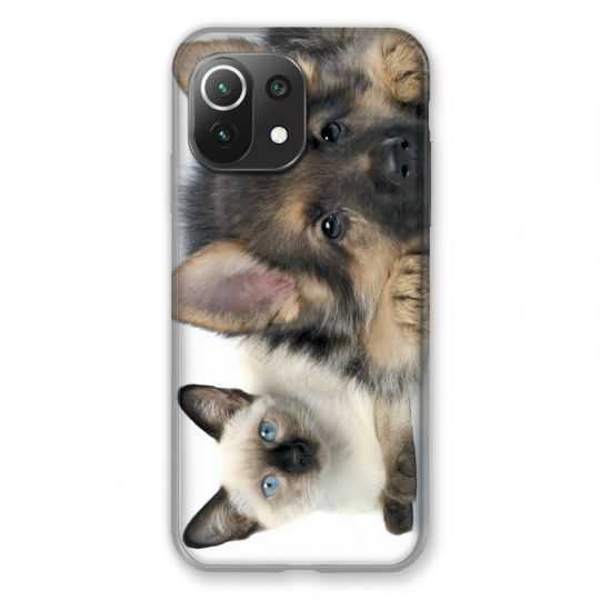 Coque Pour Xiaomi Mi 11 Lite 4G / 5G Chien vs Chat
