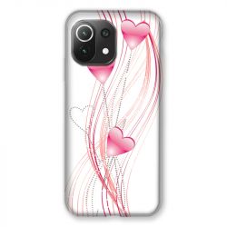 Coque Pour Xiaomi Mi 11 Lite 4G / 5G Coeur Rose Montant sur Blanc