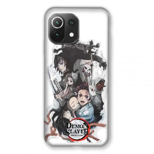 Coque Pour Xiaomi Mi 11 Lite 4G / 5G Manga Demon Slayer Blanc