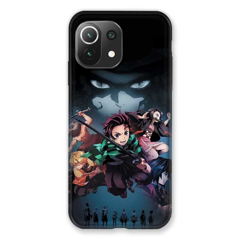 Coque Pour Xiaomi Mi 11 Lite 4G / 5G Manga Demon Slayer Noir