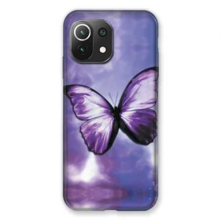Coque Pour Xiaomi Mi 11 Lite 4G / 5G Papillon Violet et Blanc
