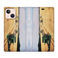 Housse Cuir Portefeuille Pour Iphone 13 Agriculture Moissonneuse