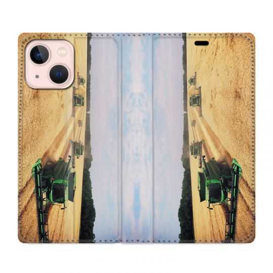 Housse Cuir Portefeuille Pour Iphone 13 Agriculture Moissonneuse