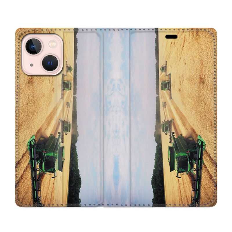 Housse Cuir Portefeuille Pour Iphone 13 Agriculture Moissonneuse
