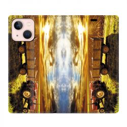 Housse Cuir Portefeuille Pour Iphone 13 Agriculture Tracteur Color